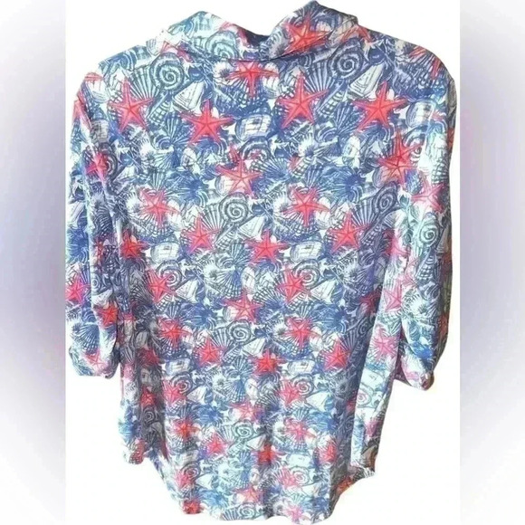 Lularoe size large seashell Valentina‎ button down blouse , NWT. Coastal grandma - Picture 2 of 6